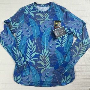 Realtree Fishing Ladies Blue Leaf Patterned Performance Long Sleeve UPF30 Small
